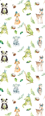 Estor enrollable de tela con diseño de animales y plantas