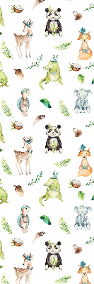 Estor enrollable de tela con diseño de animales y plantas