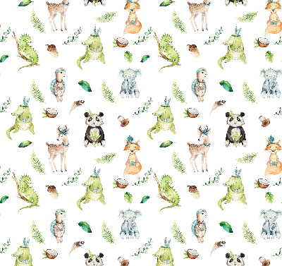 Estor enrollable de tela con diseño de animales y plantas