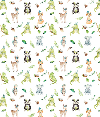 Estor enrollable de tela con diseño de animales y plantas