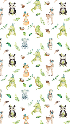 Estor enrollable de tela con diseño de animales y plantas