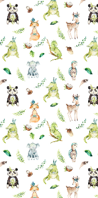 Estor enrollable de tela con diseño de animales y plantas
