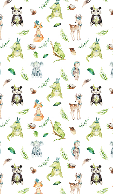 Estor enrollable de tela con diseño de animales y plantas