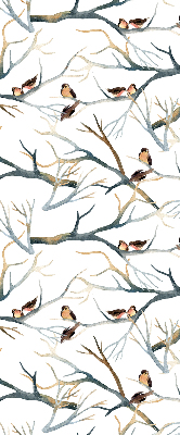 Estor opaco con diseño de pájaros en un árbol