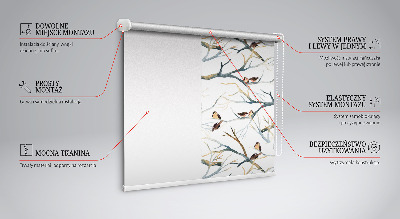 Estor opaco con diseño de pájaros en un árbol