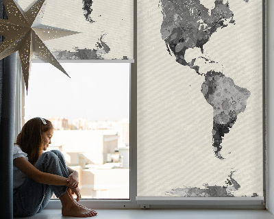 Estor decorativo con motivo de continentes negros