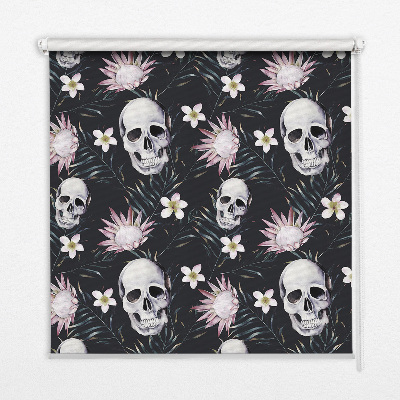Estor opaco con estampado de calaveras entre flores