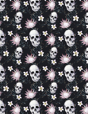 Estor opaco con estampado de calaveras entre flores