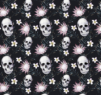 Estor opaco con estampado de calaveras entre flores