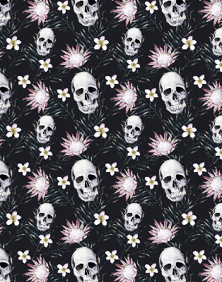 Estor opaco con estampado de calaveras entre flores