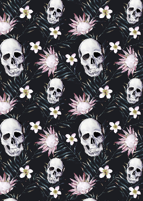 Estor opaco con estampado de calaveras entre flores