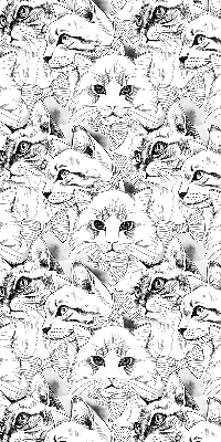 Estor enrollable de tela con diseño de gatos dibujados