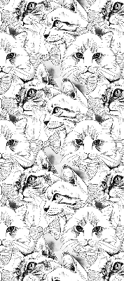 Estor enrollable de tela con diseño de gatos dibujados
