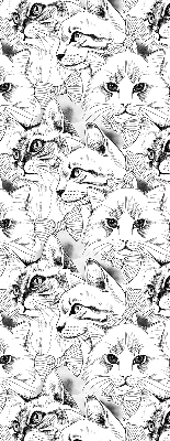 Estor enrollable de tela con diseño de gatos dibujados