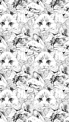Estor enrollable de tela con diseño de gatos dibujados