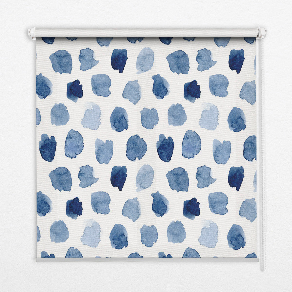 Estor opaco con manchas pintadas de azul