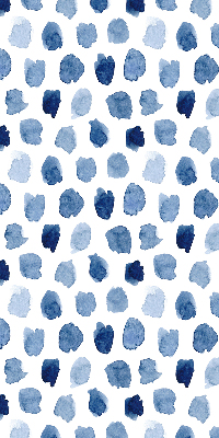 Estor opaco con manchas pintadas de azul