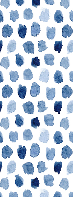 Estor opaco con manchas pintadas de azul