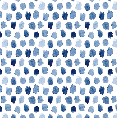 Estor opaco con manchas pintadas de azul