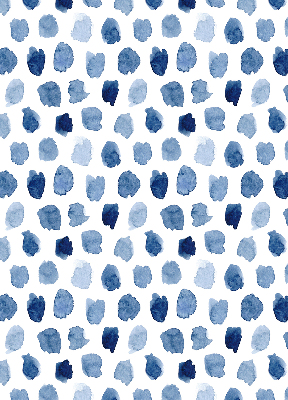 Estor opaco con manchas pintadas de azul