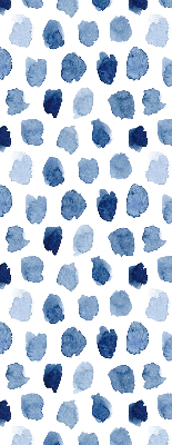 Estor opaco con manchas pintadas de azul