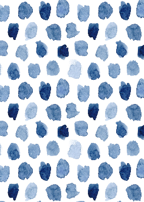 Estor opaco con manchas pintadas de azul