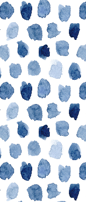 Estor opaco con manchas pintadas de azul