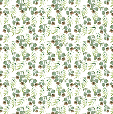 Estor enrollable de tela con hojas verdes