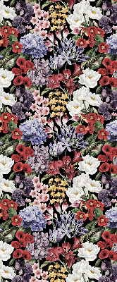 Estor enrollable de tela con flores coloridas