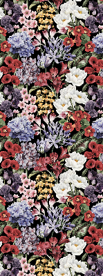Estor enrollable de tela con flores coloridas