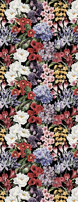 Estor enrollable de tela con flores coloridas