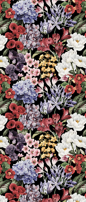 Estor enrollable de tela con flores coloridas