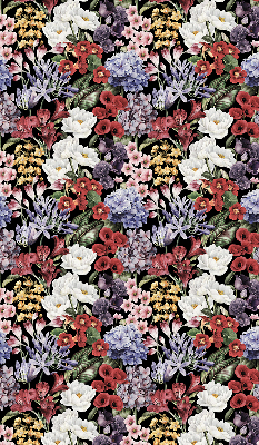 Estor enrollable de tela con flores coloridas