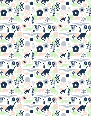 Estor decorativo con dinosaurios coloridos