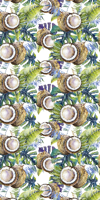 Estor decorativo con diseño de cocos y hojas