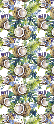 Estor decorativo con diseño de cocos y hojas