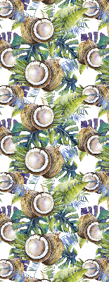 Estor decorativo con diseño de cocos y hojas