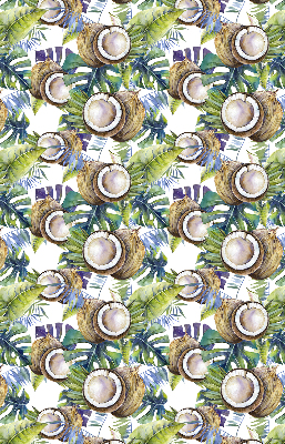 Estor decorativo con diseño de cocos y hojas