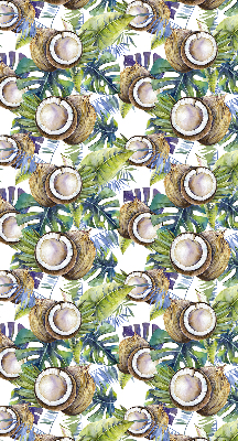 Estor decorativo con diseño de cocos y hojas