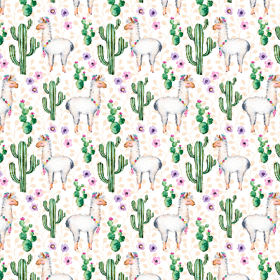 Estor decorativo con diseño de llamas y cactus