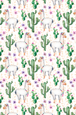 Estor decorativo con diseño de llamas y cactus
