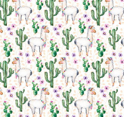 Estor decorativo con diseño de llamas y cactus