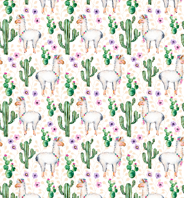 Estor decorativo con diseño de llamas y cactus