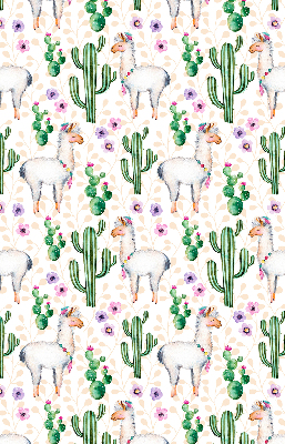 Estor decorativo con diseño de llamas y cactus