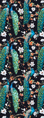 Estor opaco con diseño de pavo real y flores