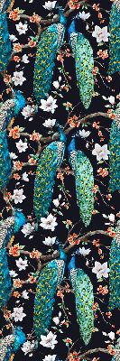 Estor opaco con diseño de pavo real y flores