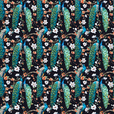 Estor opaco con diseño de pavo real y flores