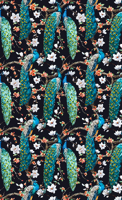 Estor opaco con diseño de pavo real y flores