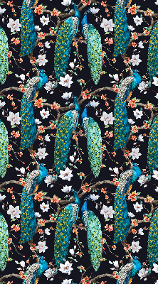Estor opaco con diseño de pavo real y flores
