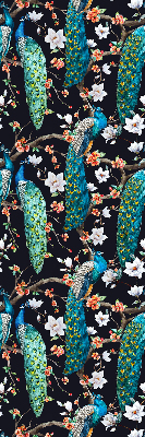 Estor opaco con diseño de pavo real y flores